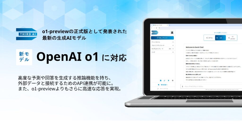 「Third AI 生成AIソリューション」、最新の生成AIモデルOpenAI o1に対応完了