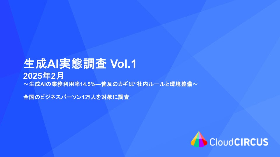 クラウドサーカス、社内生成AI利用に関する調査を実施 生成AIの業務利用、なぜ14.5％止まり？普及のカギは“社内ルールと環境整備"