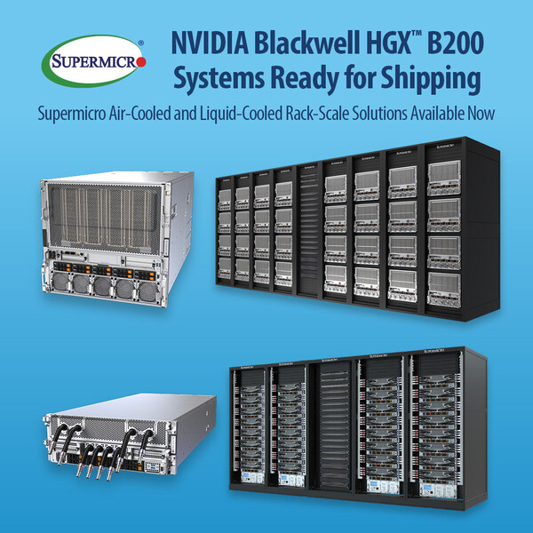 Supermicro、NVIDIA HGX B200を搭載したNVIDIA Blackwellラックスケールソリューションの本格生産を開始