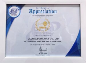 CLOU Electronics、「Battery Energy Storage Indonesia 2025」において「TOP 5 Battery & Energy Storage Innovation Company」に選ばれる