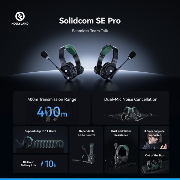 ホーリーランド、Solidcom SE Proを発表:プロフェッショナルの多様な用途のために機能を強化したワイヤレス・インカム