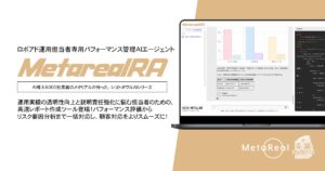 【メタリアル・グループ】 ロボアド運用担当者専用 パフォーマンス管理AIエージェント 「Metareal ロボアドバイザー（Metareal RA）」5/9提供開始