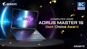 GIGABYTE thắng giải Best Choice Ward tại COMPUTEX 2025 với siêu phẩm AORUS MASTER 16 – Định hình kỷ nguyên AI di động