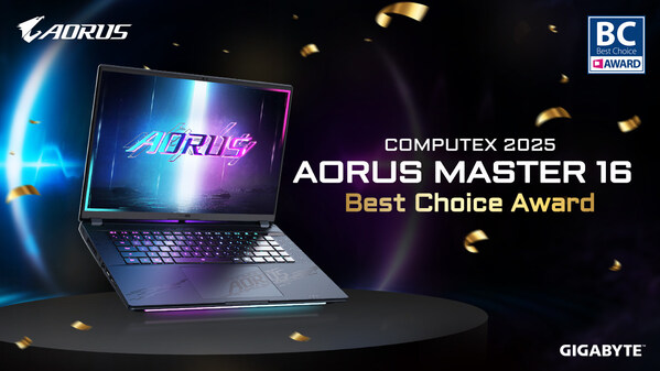 技嘉 AORUS MASTER 16 AI 筆電榮獲 COMPUTEX 2025 Best Choice Award,領先實力獲國際肯定