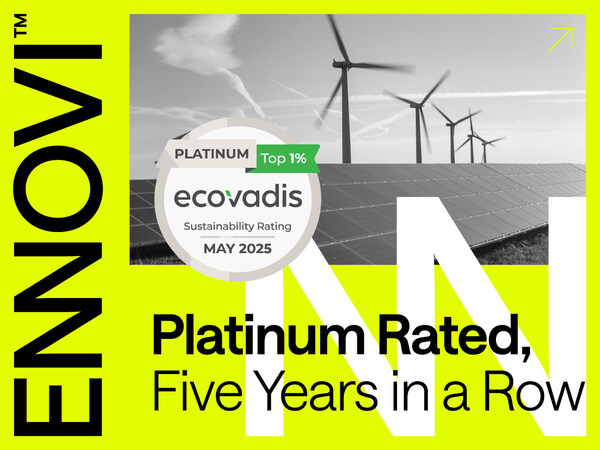 ENNOVI、持続可能性に関するEcoVadisのプラチナ格付けを獲得、5年連続は史上初