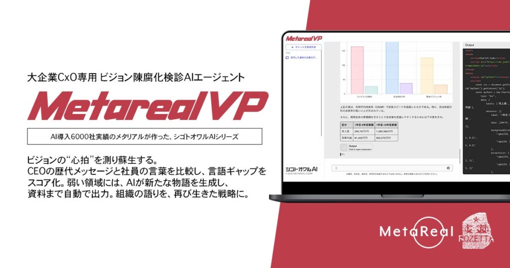 【メタリアル・グループ】ビジョン陳腐化検診AIエージェント「Metareal ビジョンパルス(Metareal VP)」7/4提供開始