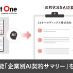 AI契約データベース「Contract One」が新機能「企業別AI契約サマリー」を実装