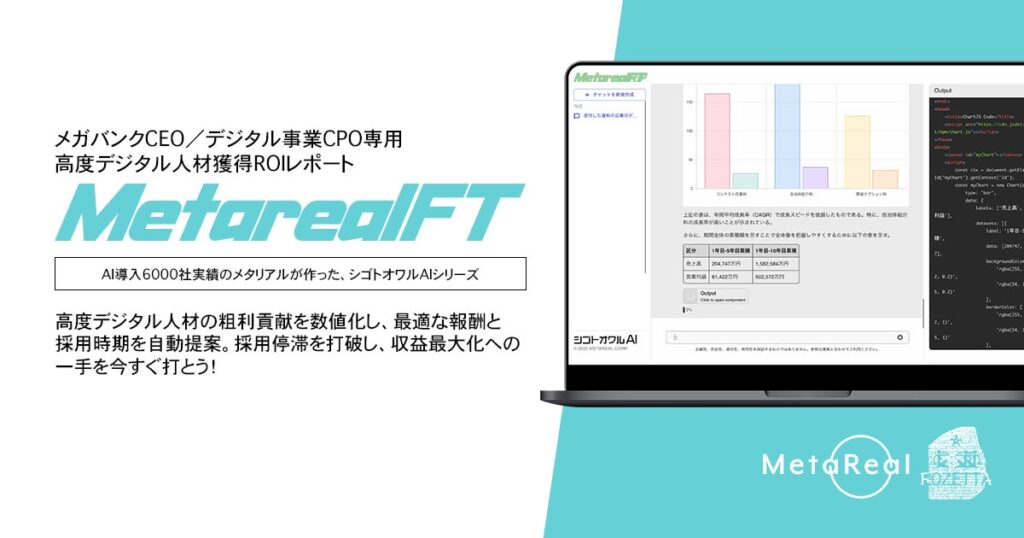 【メタリアル・グループ】高度デジタル人材獲得ROIレポートAIエージェント「Metareal フィンタレント(Metareal FT)」8/12提供開始