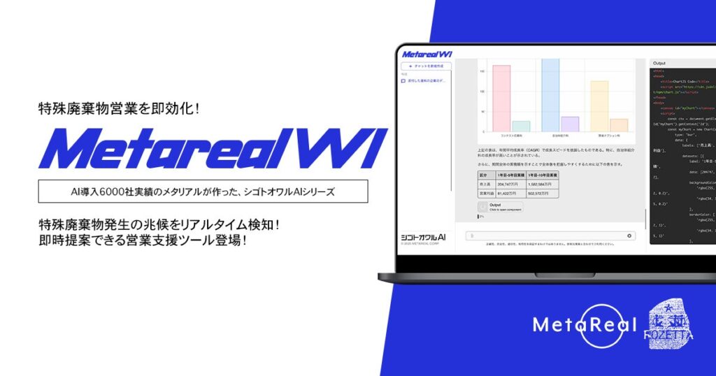 【メタリアル・グループ】特殊廃棄物発生企業需要分析AIエージェント「Metareal ウェイストインサイト(Metareal WI)」9/9提供開始