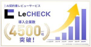 AI契約書レビューサービス「LeCHECK」、導入企業数が4,500社を突破