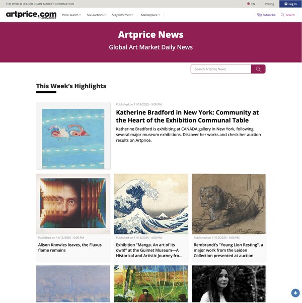 Artmarket.comニュース：Artpriceは、Cision PR NewswireおよびPerplexity AIと提携し、世界初となるアートとその市場に特化したニュース・エージェンシー、Artprice Newsを立ち上げました。11の言語と122か国でご利用いただけます