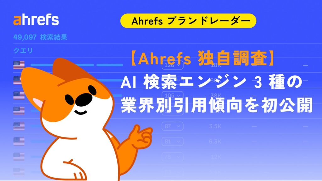 【Ahrefs 独自調査】AI 検索エンジン 3 種の業界別引用傾向を初公開―YouTube が全業界で圧倒的、2026 年戦略のヒントに