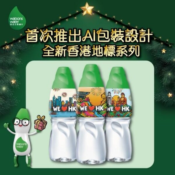 屈臣氏蒸餾水首次推出全新AI包裝設計 打造極具收藏價值的香港地標紀念樽系列
