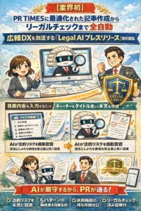 Legal AI - PR TIMESに最適化された記事作成からリーガルチェックまで全自動。広報DXを加速する「Legal AI プレスリリース」提供開始