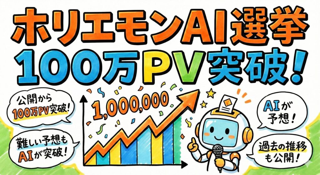 AI選挙予想『ホリエモンAI選挙』が公開から100万PV突破、過去の推移グラフも公開