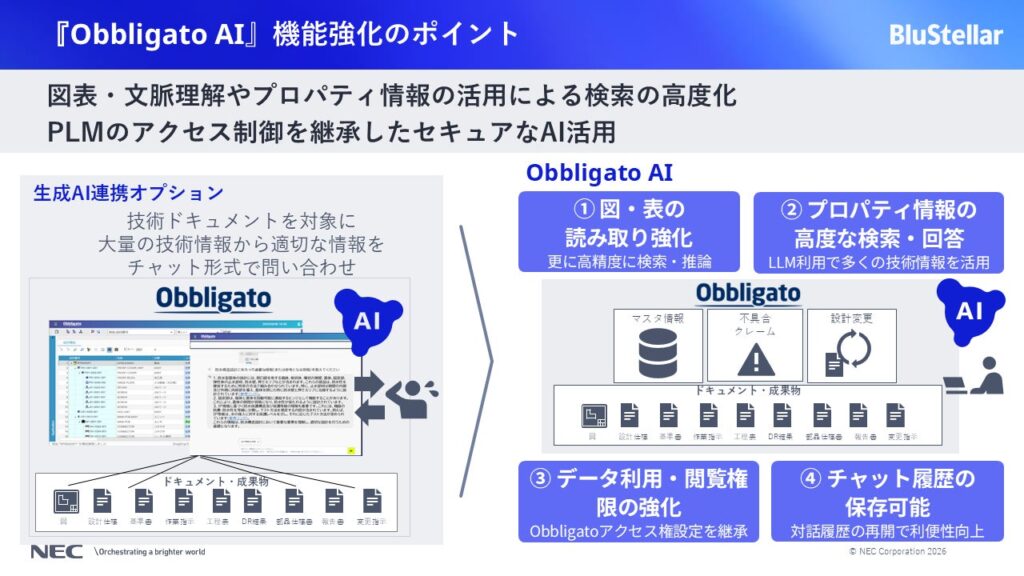 NEC、PLM「Obbligato」の生成AI機能を強化