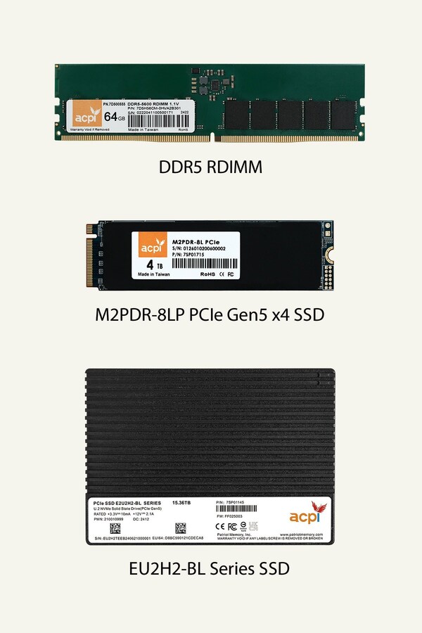 博帝科技於 Embedded World 2026 展示 ACPI 工業級 PCIe Gen5 SSD 與 DDR5 RDIMM 解決方案