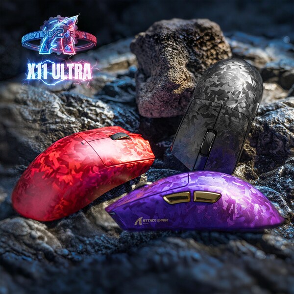 ATTACK SHARK、カーボンファイバー製ゲーミングマウス「X11 ULTRA」を2周年記念セールに先駆けて発売