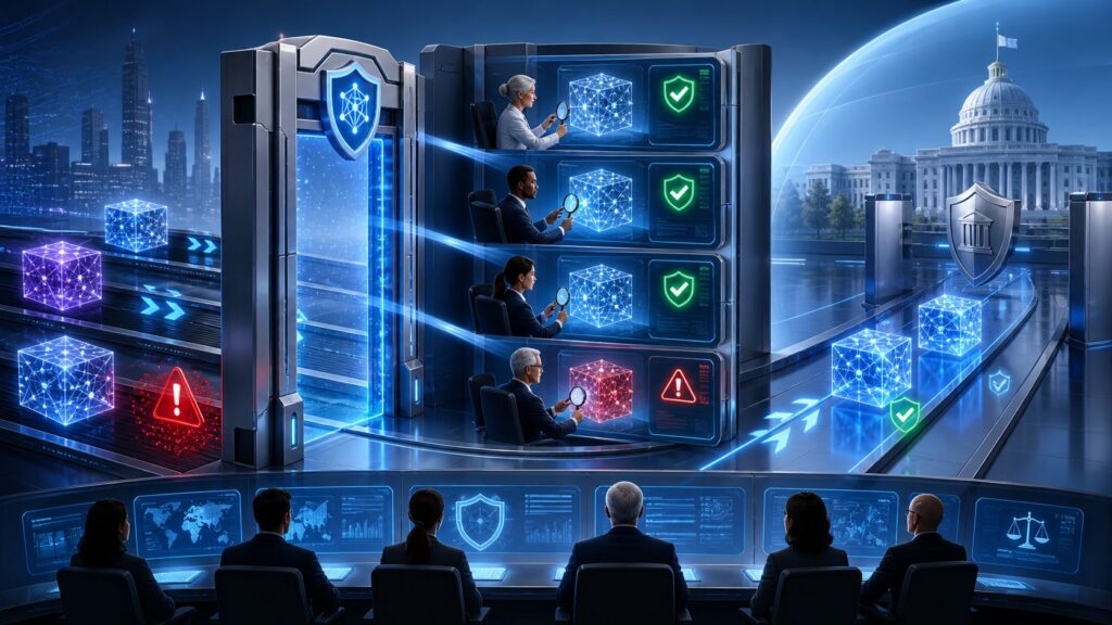 【特許分割出願】米政権、AIモデル事前審査制導入検討報道—既存特許を分割出願、異なる主体が運営するAIで多角的にAIモデルを検証。”クロード・ミュトス級AI” 事前審査基盤を構築、オラクル問題解決へ