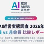 【調査リリース】建築業界経営者向けAIコミュニティ参加とAI活用の関係を調査――建築AI経営研究会の会員は組織活用82.8%、非会員は52.0%