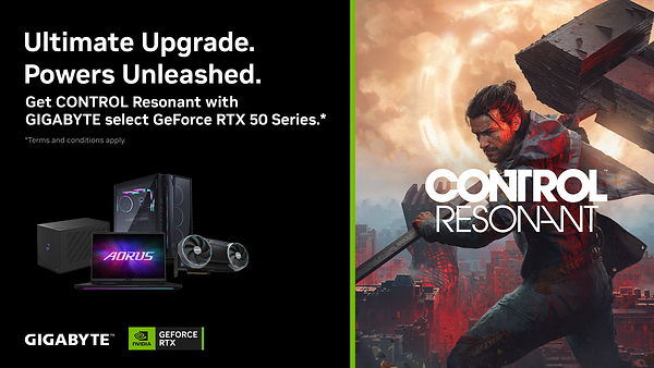 GIGABYTE、NVIDIAと提携し、GeForce RTX™ 50シリーズと『CONTROL Resonant』バンドルでゲーミング体験を強化