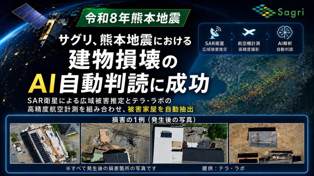サグリ、熊本地震における建物損壊のAI自動判読に成功
