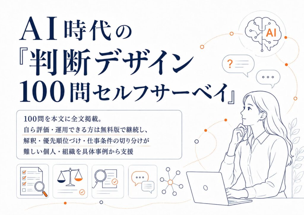 AI時代の「判断デザイン 100問セルフサーベイ」を無料公開、有料の実践診断も開始