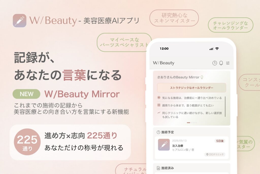 美容医療AIアプリ『W/Beauty』TOP画面を刷新