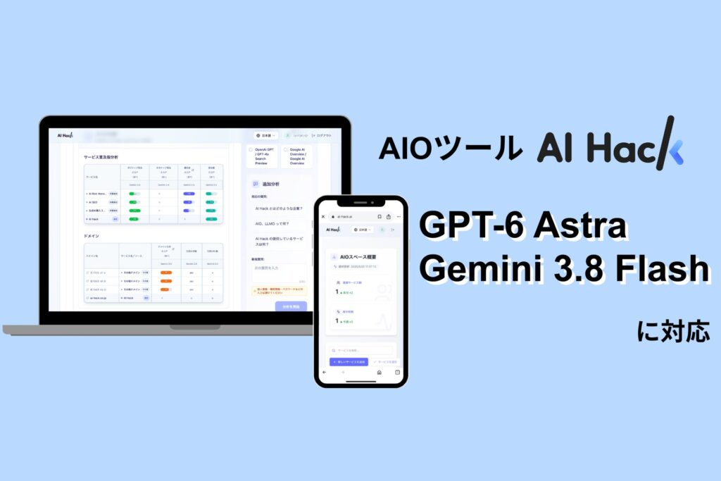 AI Hack提供のAIO分析ツール「AI Hack」が最新AIモデル「Gemini 3.8 Flash」「GPT-6 Astra」に対応