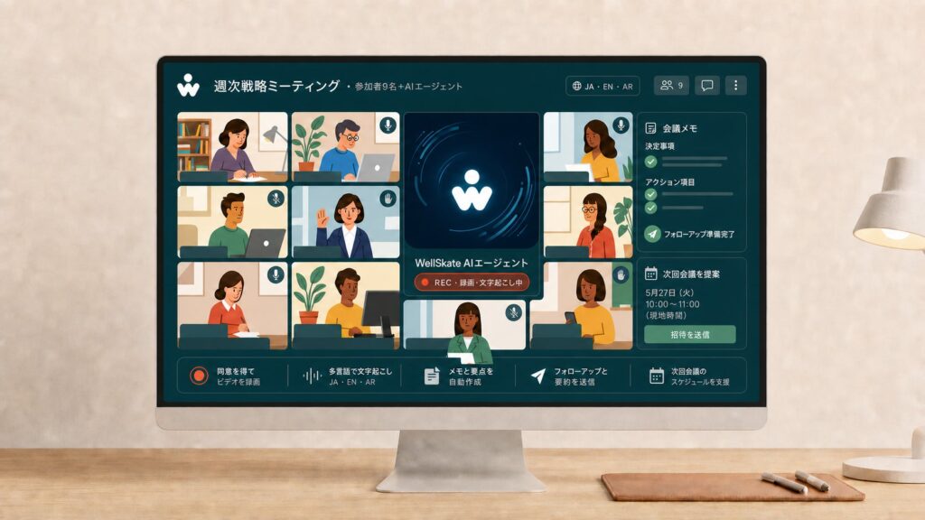 WellSkate AI、AIエージェントがビデオ会議へ参加する新機能を提供開始