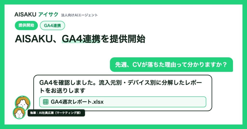 AI社員がGA4分析を代行。月次レポート作成を自動化し30分→3分に