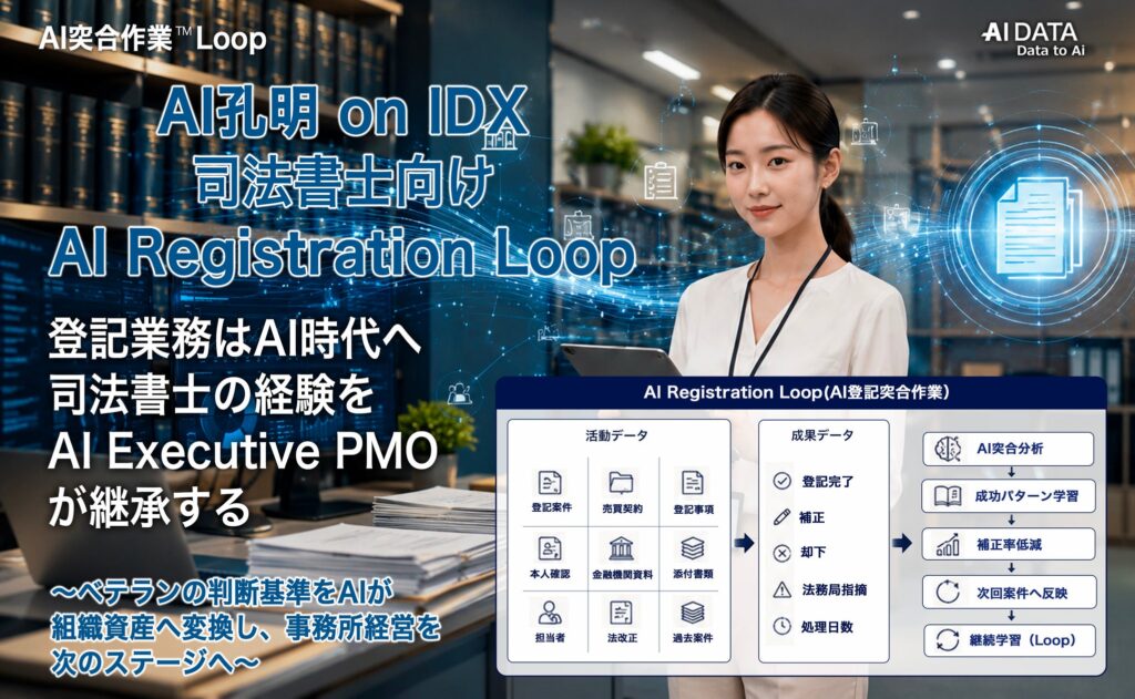 登記業務はAI時代へ　司法書士の経験をAI Executive PMOが継承する司法書士向け「AI Registration Loop on IDX」新機能搭載