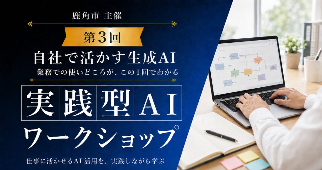 【秋田県鹿角市】学んだAIを、自分の会社の仕事へ。3ヶ月連続「実践型AIワークショップ」の第3回を9月に開催