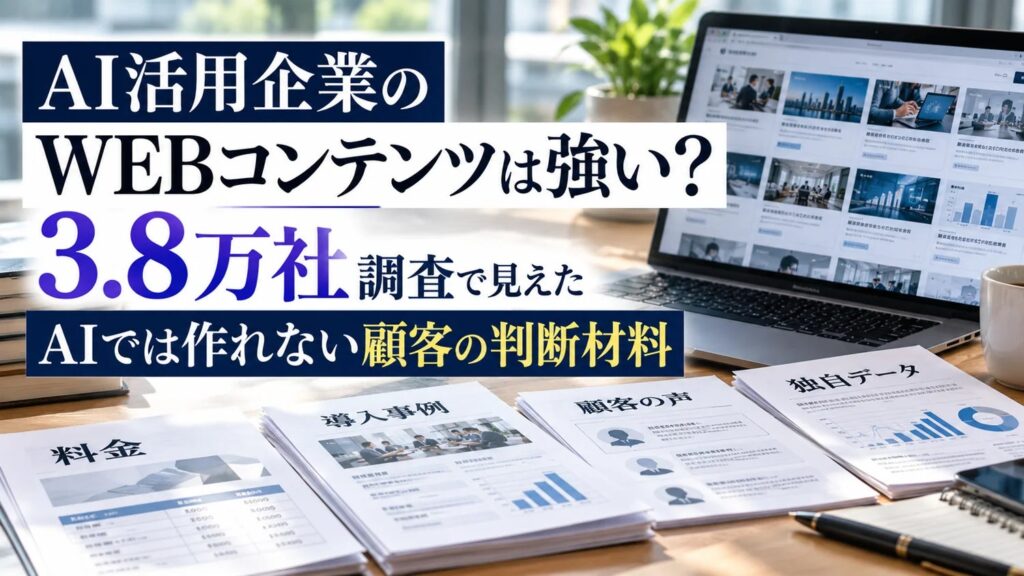 AI活用企業のWEBコンテンツは強い？3.8万社調査で見えた「AIでは作れない顧客の判断材料」