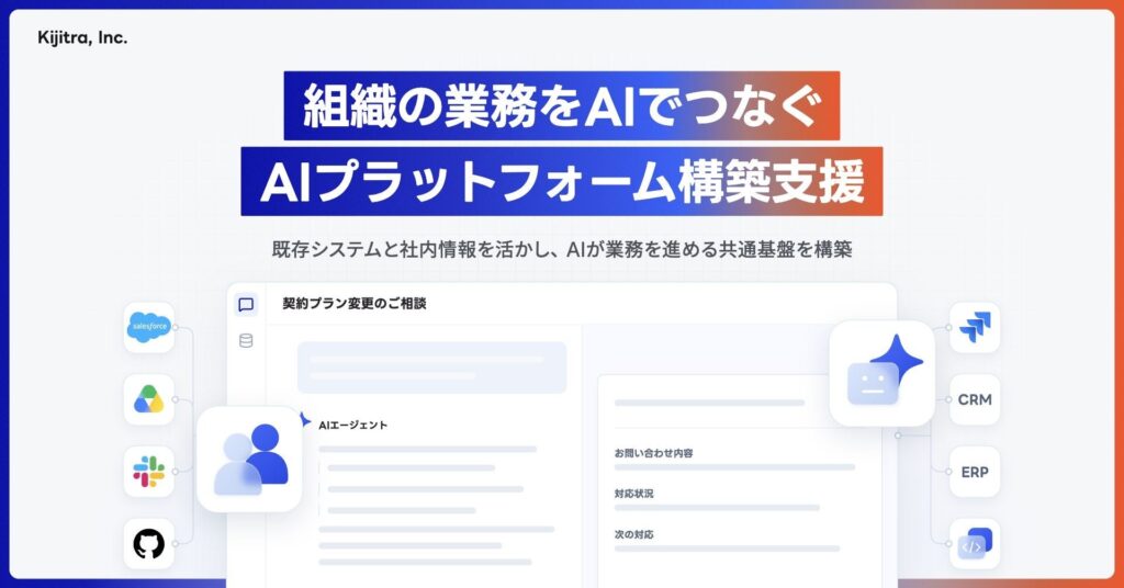 キジトラ、組織の業務をAIでつなぐ「AIプラットフォーム構築支援」の提供を開始