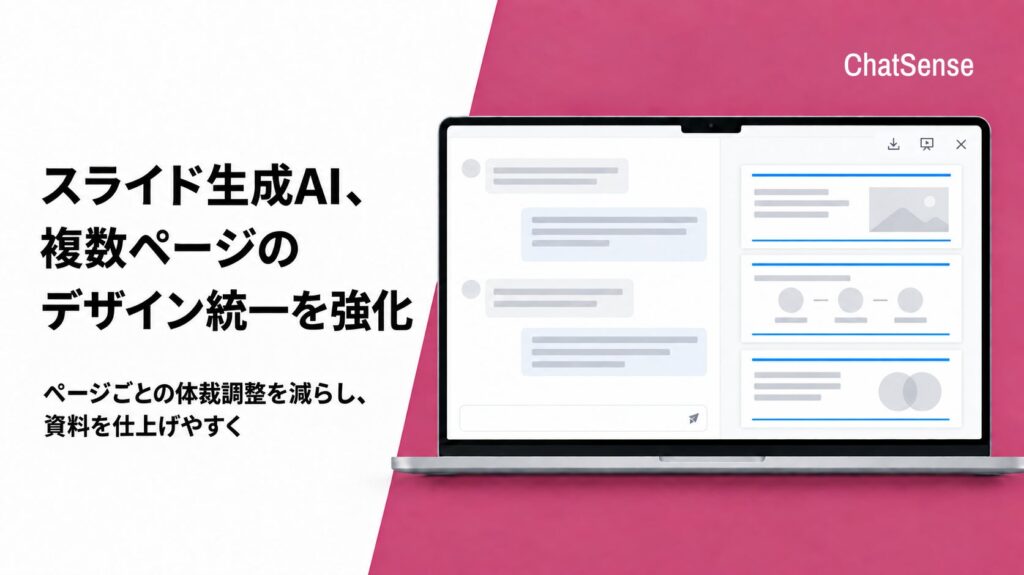 法人向けスライド生成AI「ChatSense」、複数ページのデザイン統一を強化